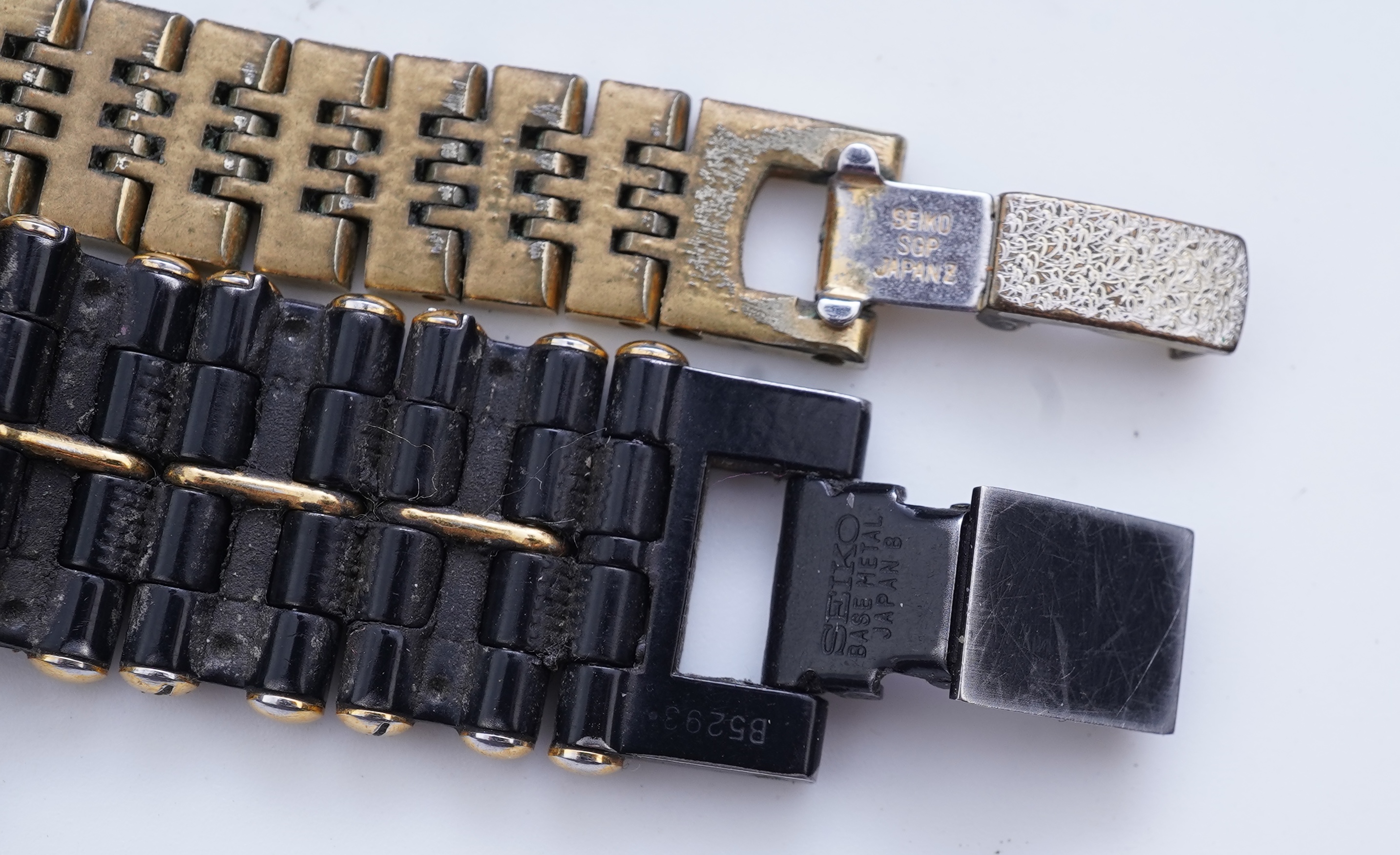 XX REMOVE ROLEX XX, A collection of watches and a bangle, comprising: two Seiko quartz watches; a manual winding watch by Larex; a quartz watch by Eterna; a quartz watch by Rotary; and a quartz watch by Pulsar; together